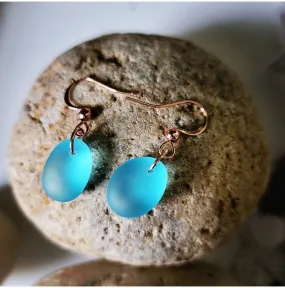 Island Girl Art - Aqua Sea Glass Earrings