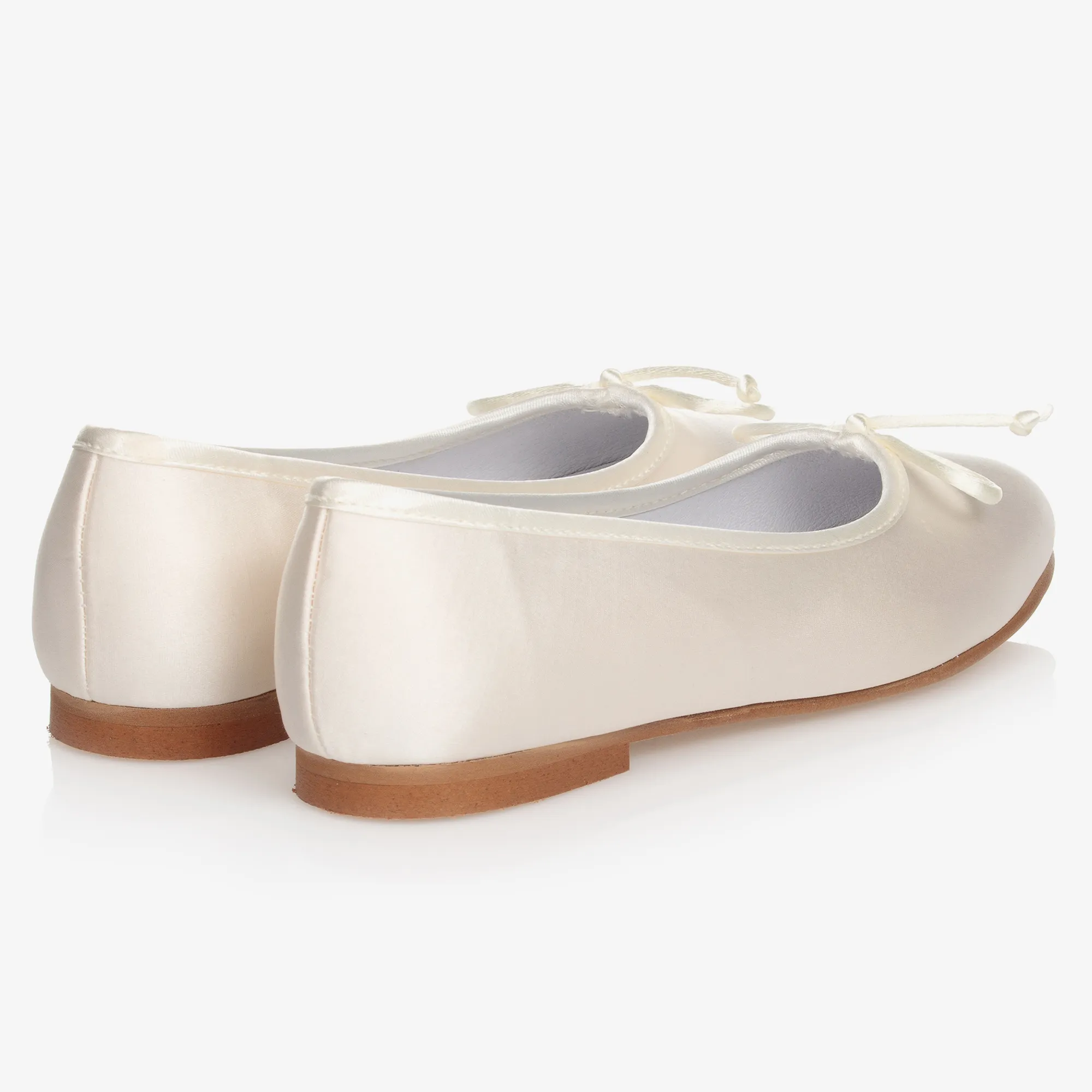 Ivory Sateen Ballerina Pumps