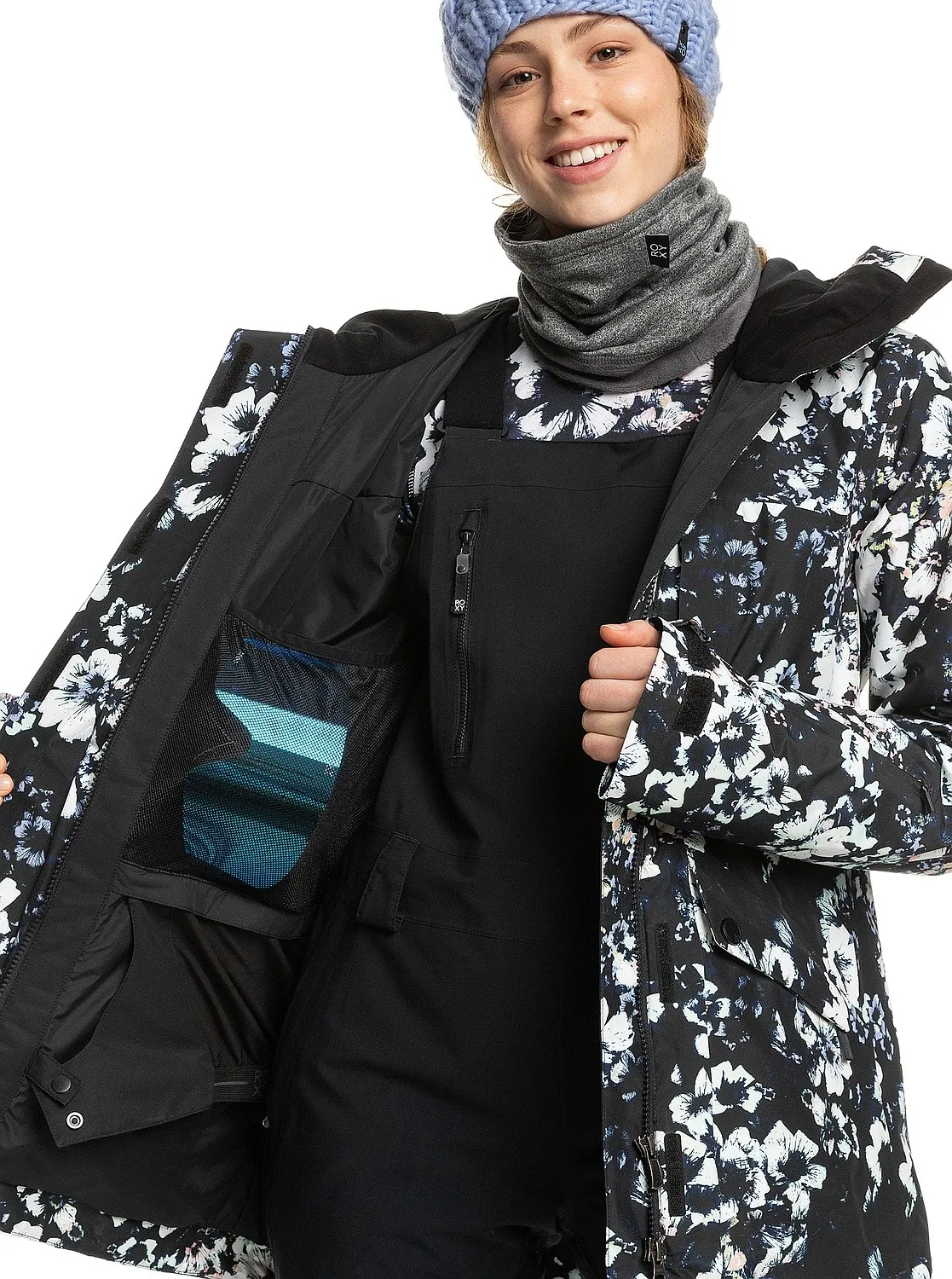 jacket Roxy Gore-Tex Glade Printed - KVJ1/True Black Black Flowers - women´s