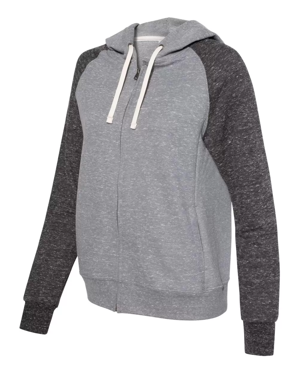 Jerzees 92WR Women's Snow Heather French Terry Full-Zip Hood Sweatshirt SKU: 92WR