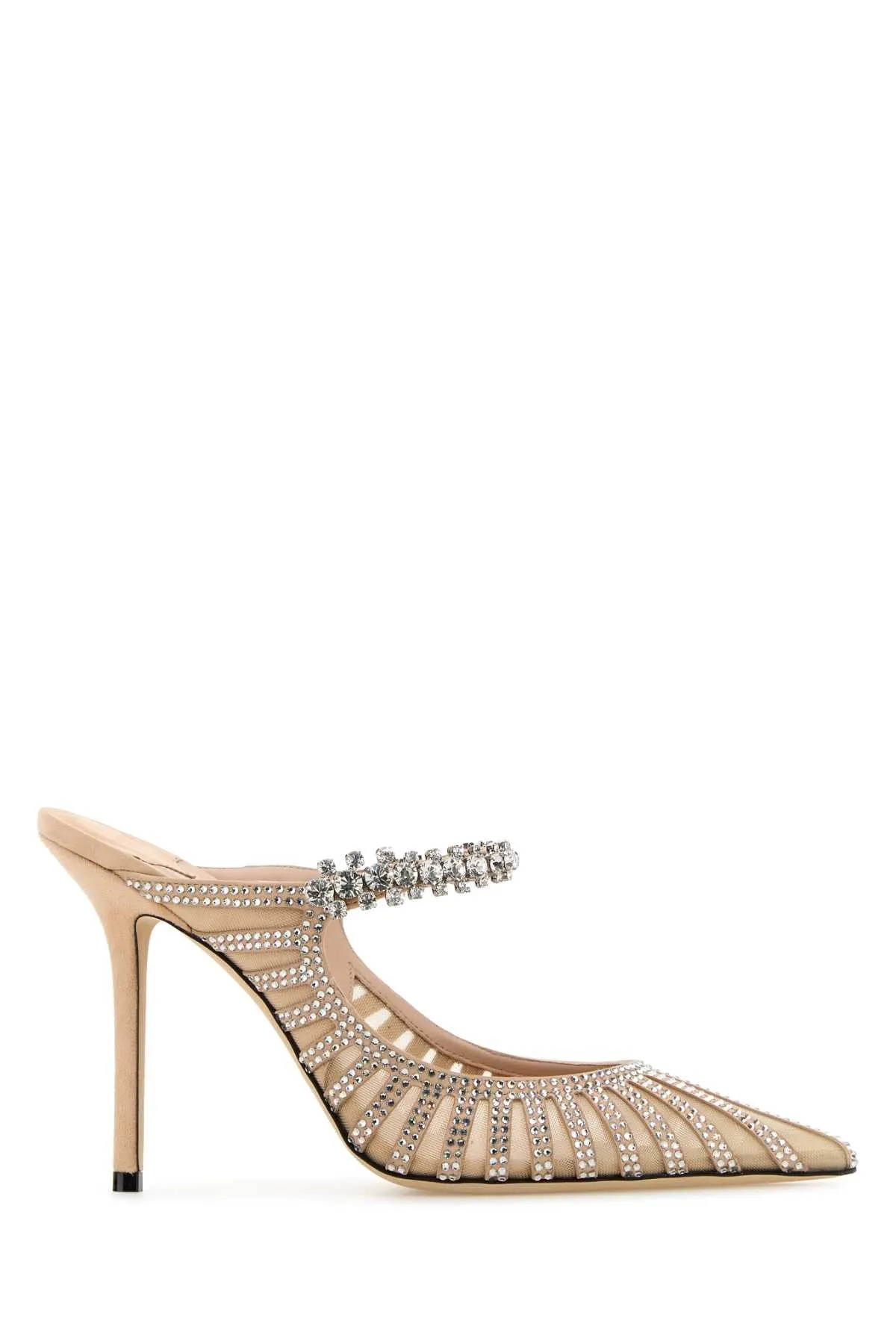 Jimmy Choo Embellished Leather And Mesh Bing 100 Mules