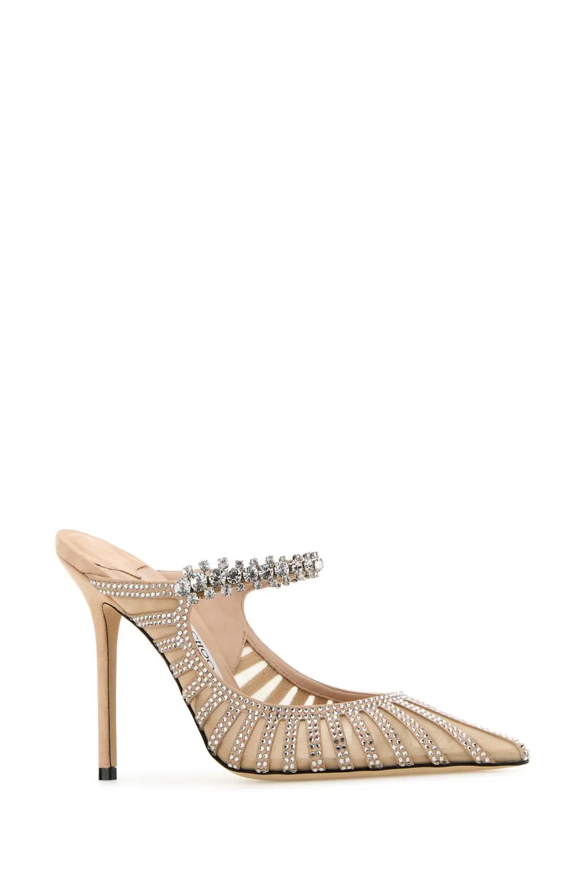 Jimmy Choo Embellished Leather And Mesh Bing 100 Mules