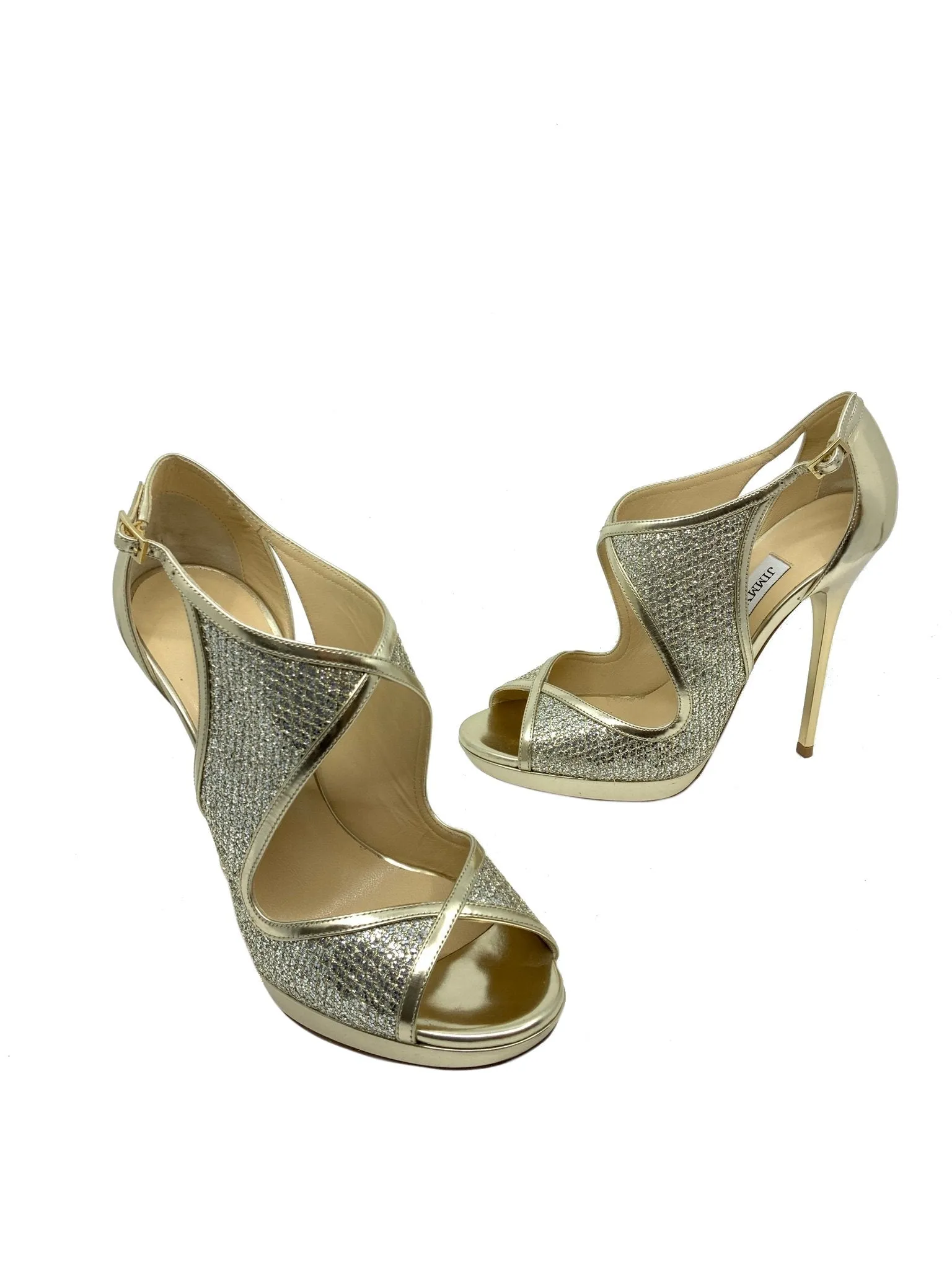 Stylish Metallic Sequin Glitter Platform Pumps by Jimmy Choo in Size 7.5