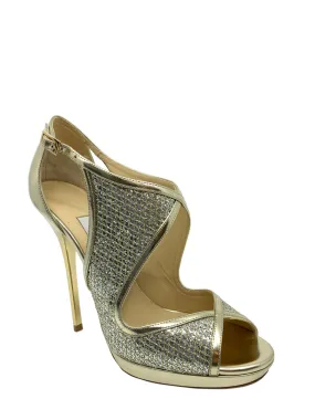 Stylish Metallic Sequin Glitter Platform Pumps by Jimmy Choo in Size 7.5