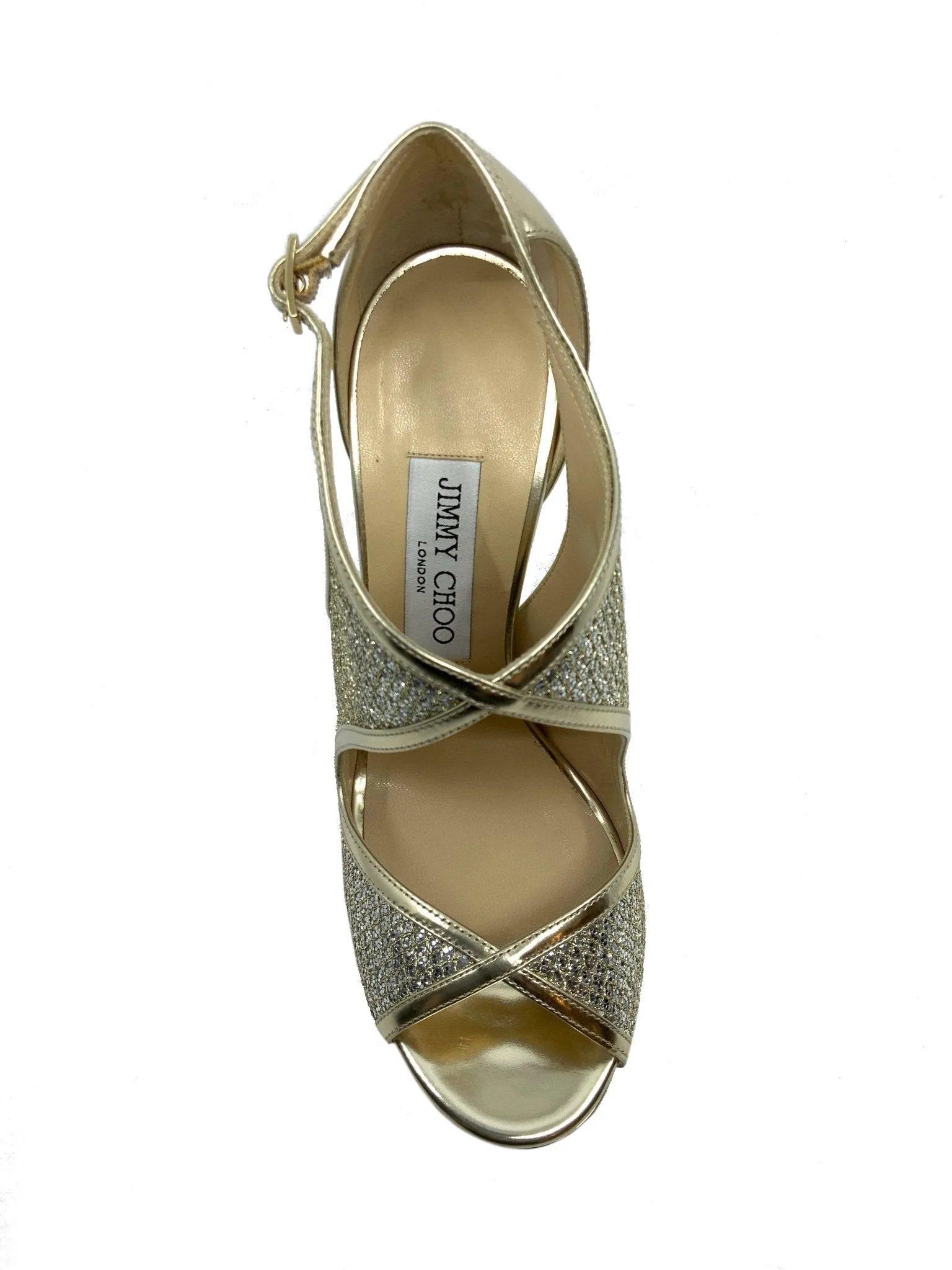 Stylish Metallic Sequin Glitter Platform Pumps by Jimmy Choo in Size 7.5