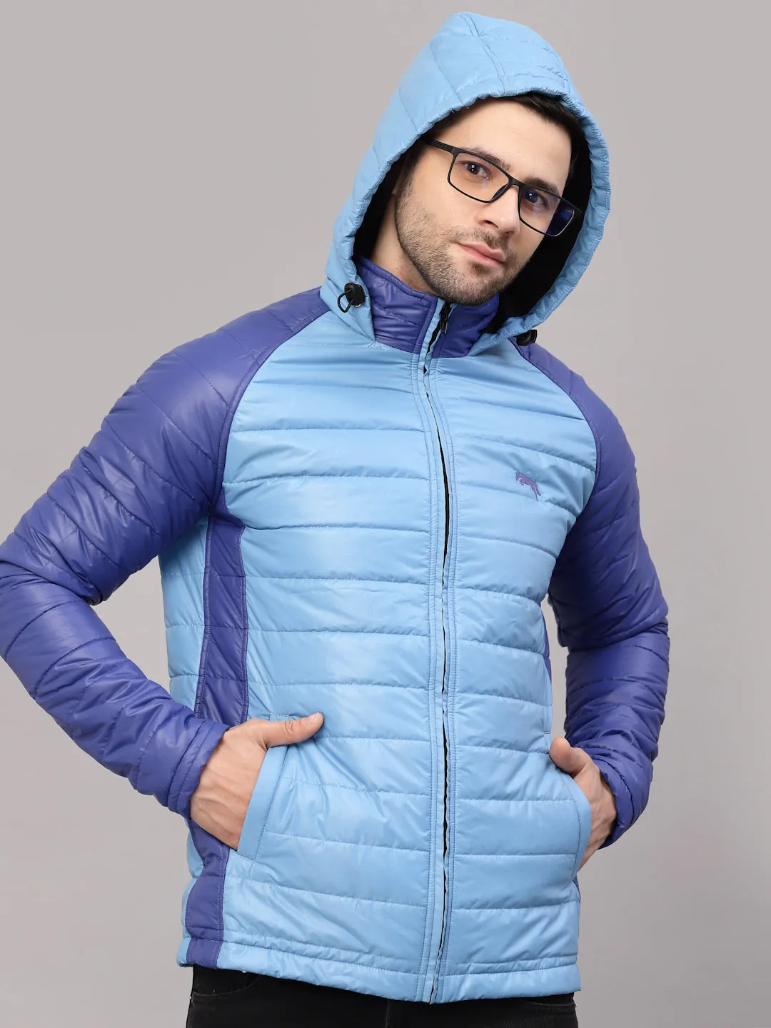 JUMP USA Men Sky Blue Rapid-Dry Solid Sporty Jackets With Hood