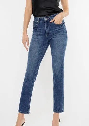 Kan Can Medium Wash Slim Straight Denim Pants