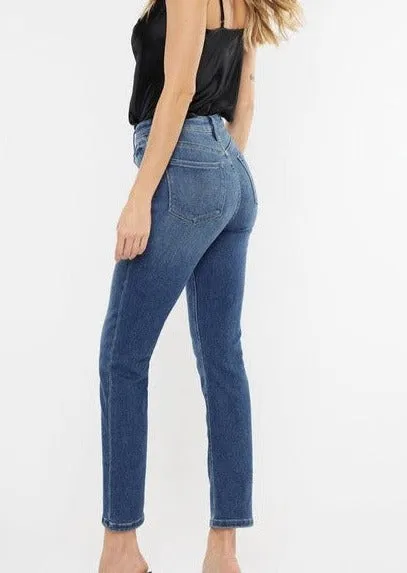 Kan Can Medium Wash Slim Straight Denim Pants