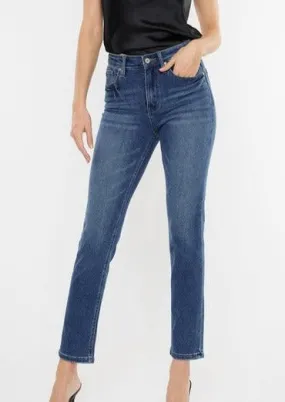 Kan Can Medium Wash Slim Straight Denim Pants