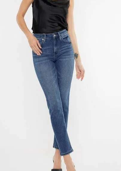 Kan Can Medium Wash Slim Straight Denim Pants