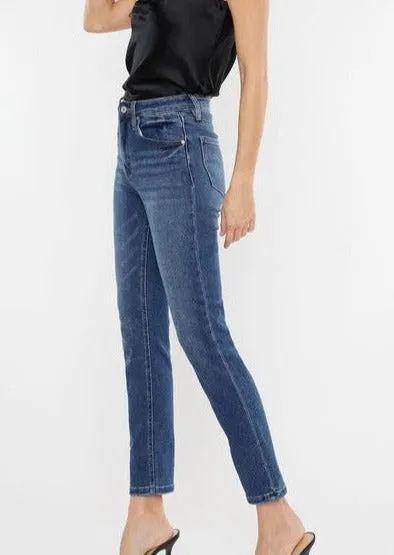 Kan Can Medium Wash Slim Straight Denim Pants