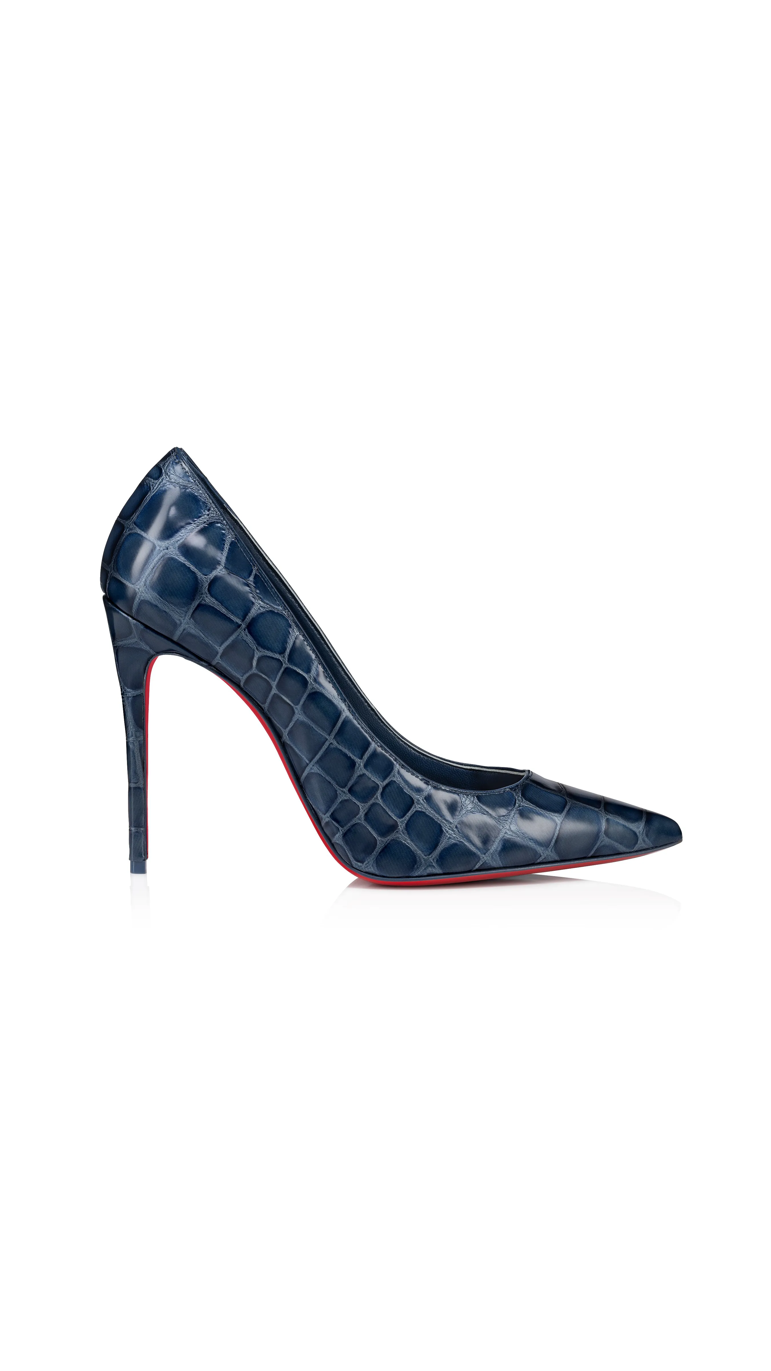 Kate Alligator Embossed Calf Leather Pumps Denim Blue