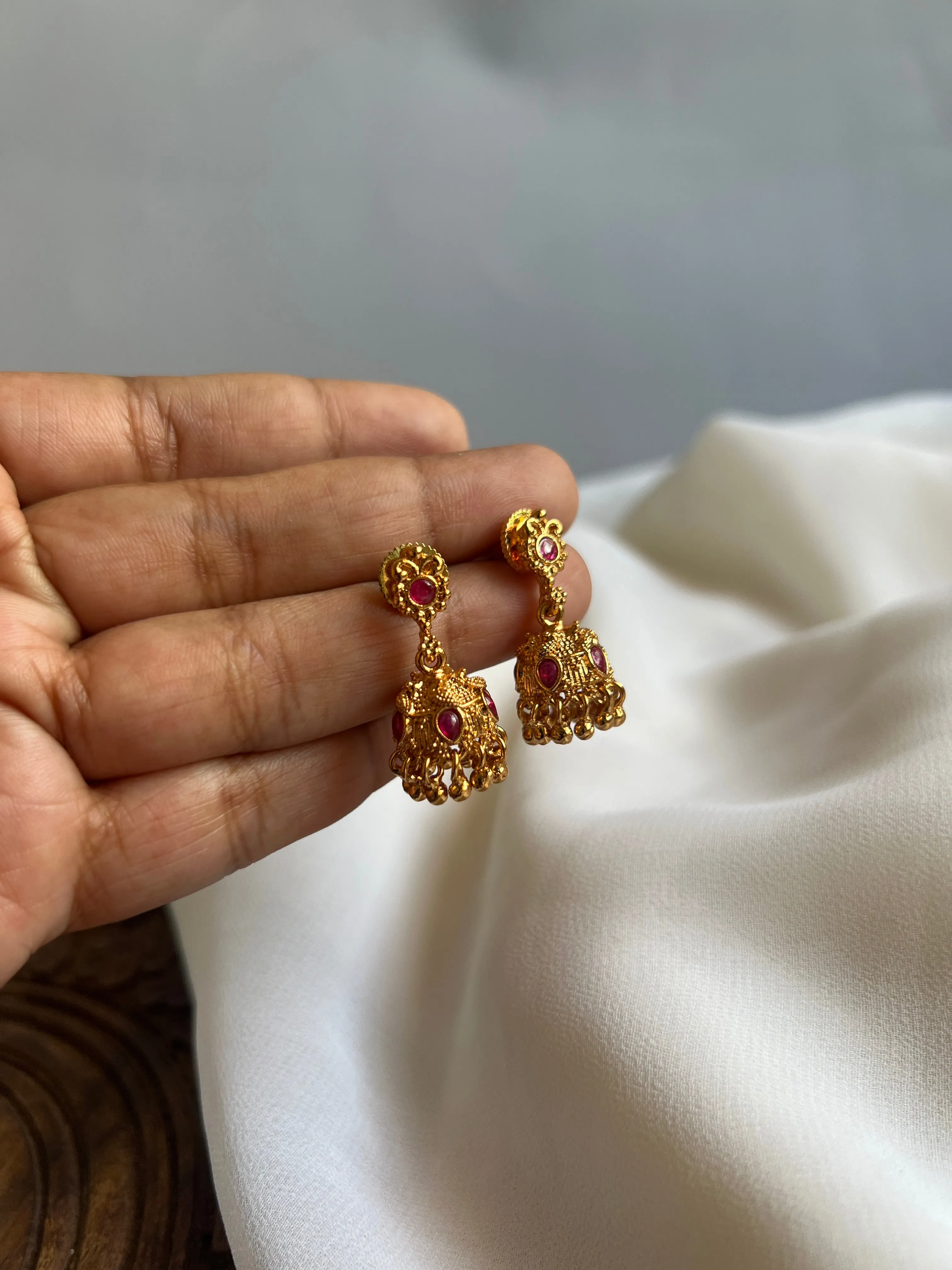 Kid friendly mini kemp Jhumkas