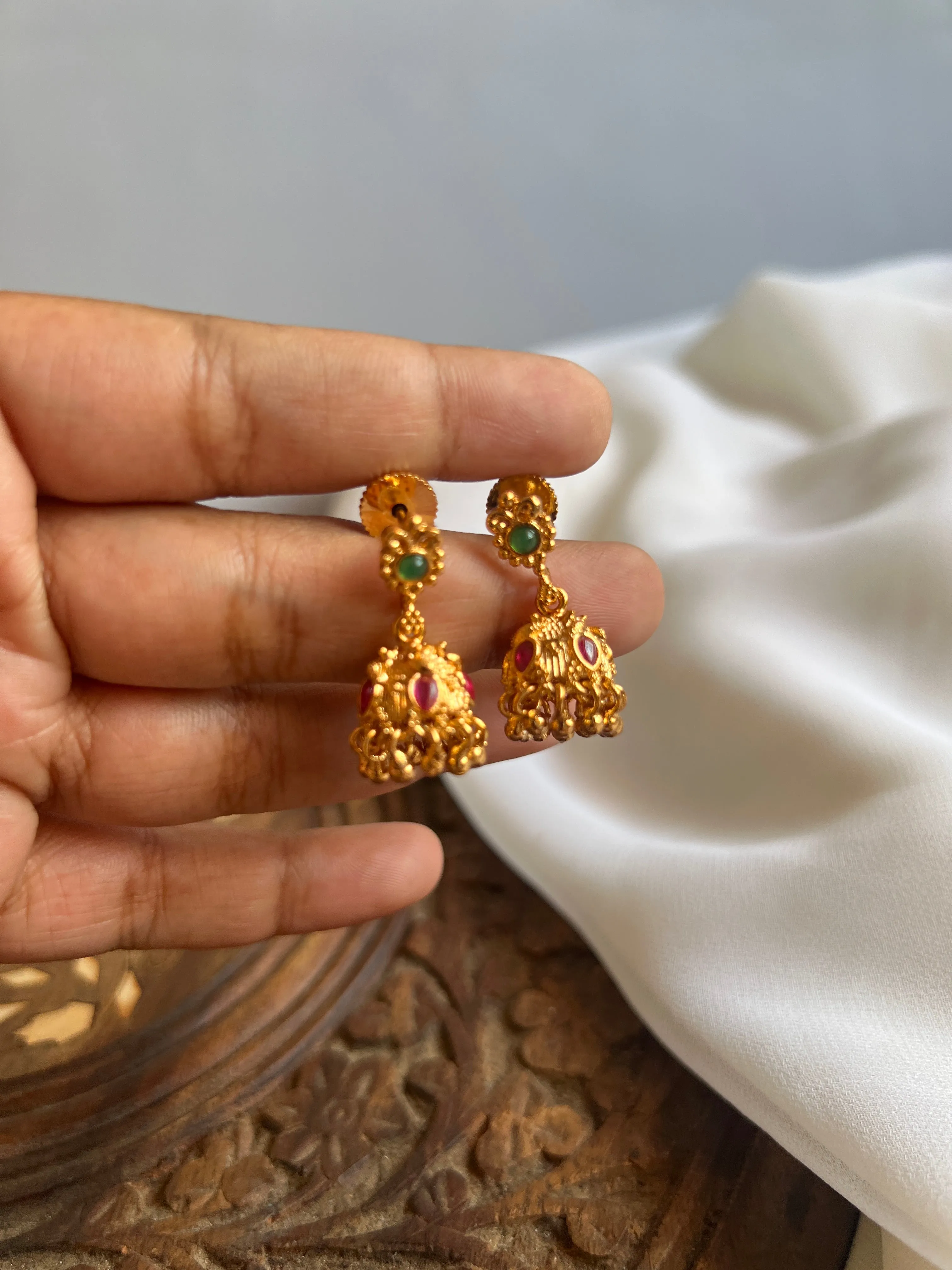 Kid friendly mini kemp Jhumkas