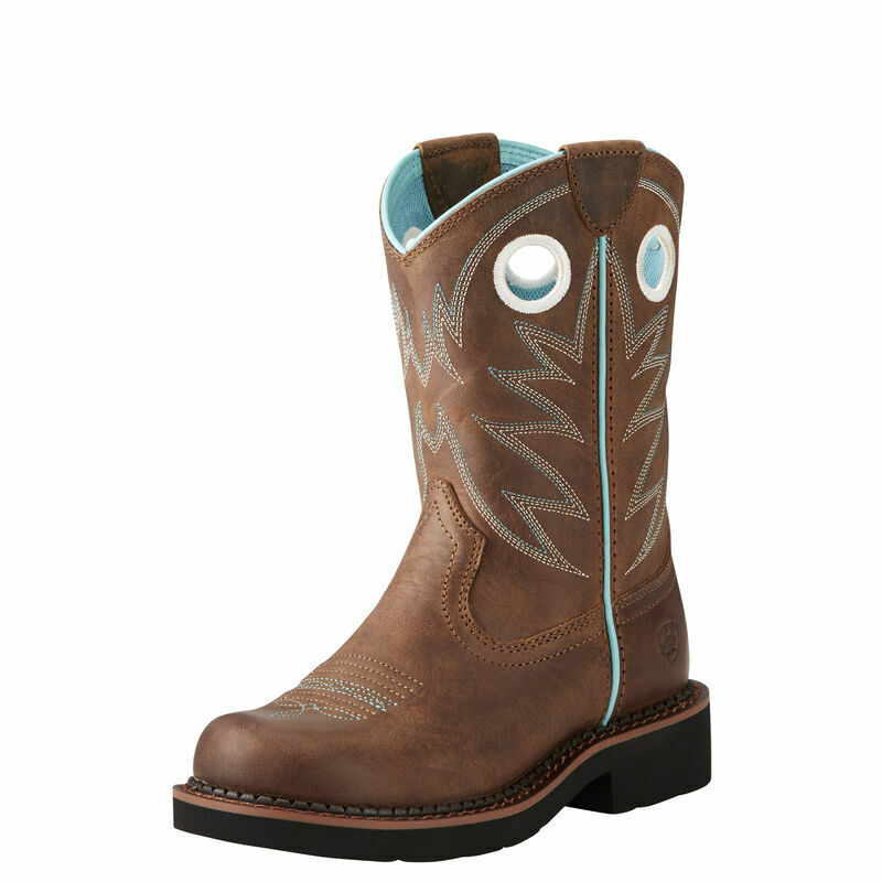 Kid's Probaby Western Boot in Distressed Brown