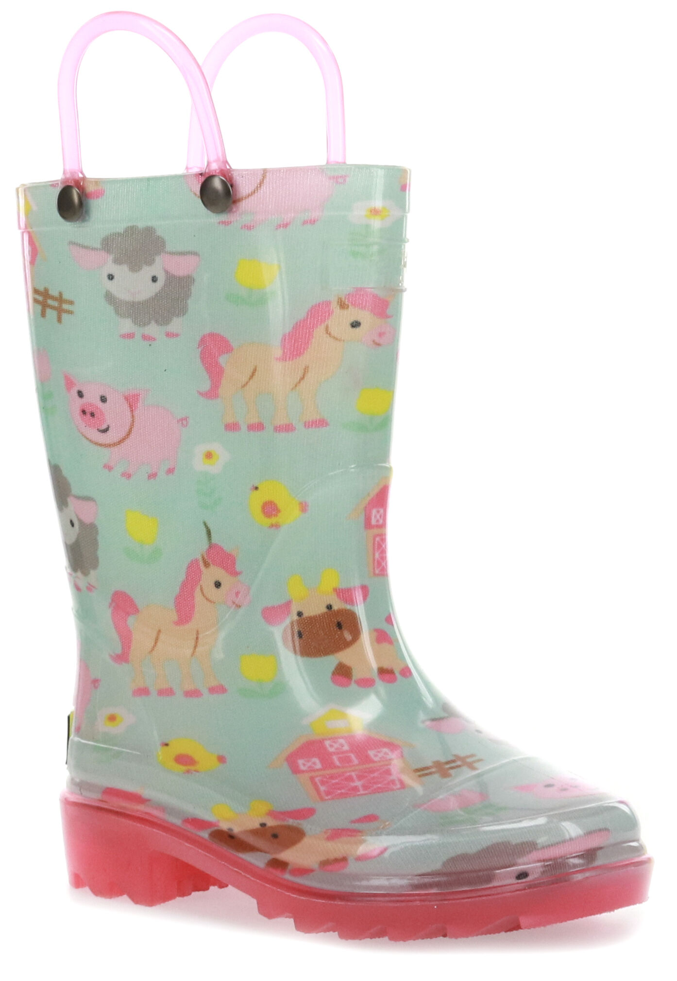 Kid's Sweet Farm Lighted PVC Boot in Aqua