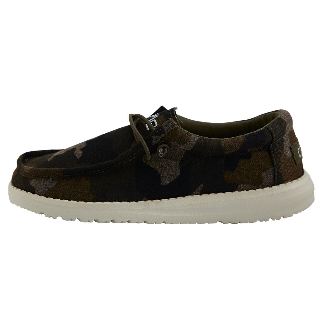 Kid's Wally Youth Linen Moc in Camo 