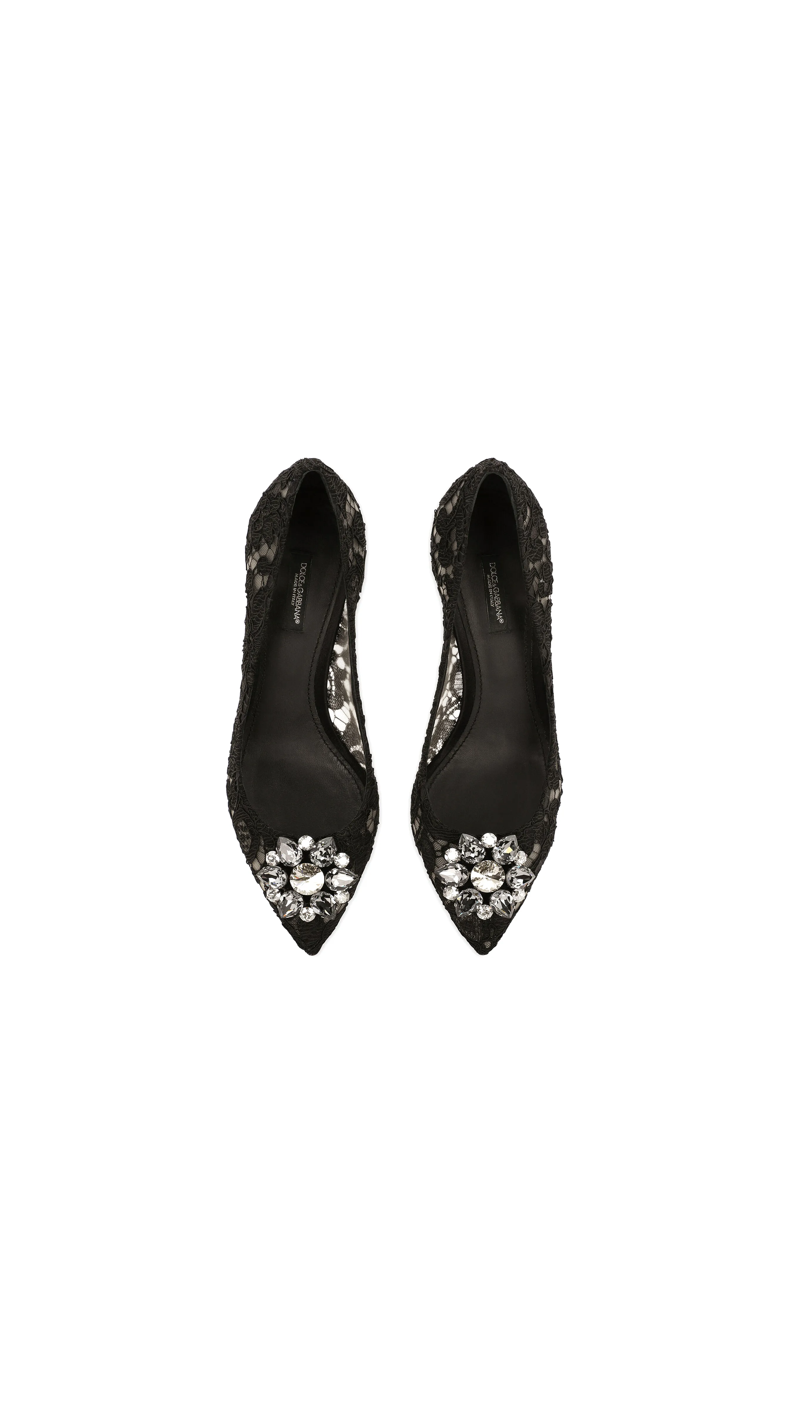 Black Lace Rainbow Pumps Featuring Brooch Detailing