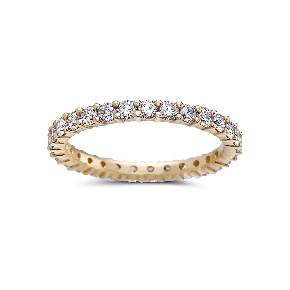 18k Yellow Gold Wedding Band with 1 CT Diamond for Women