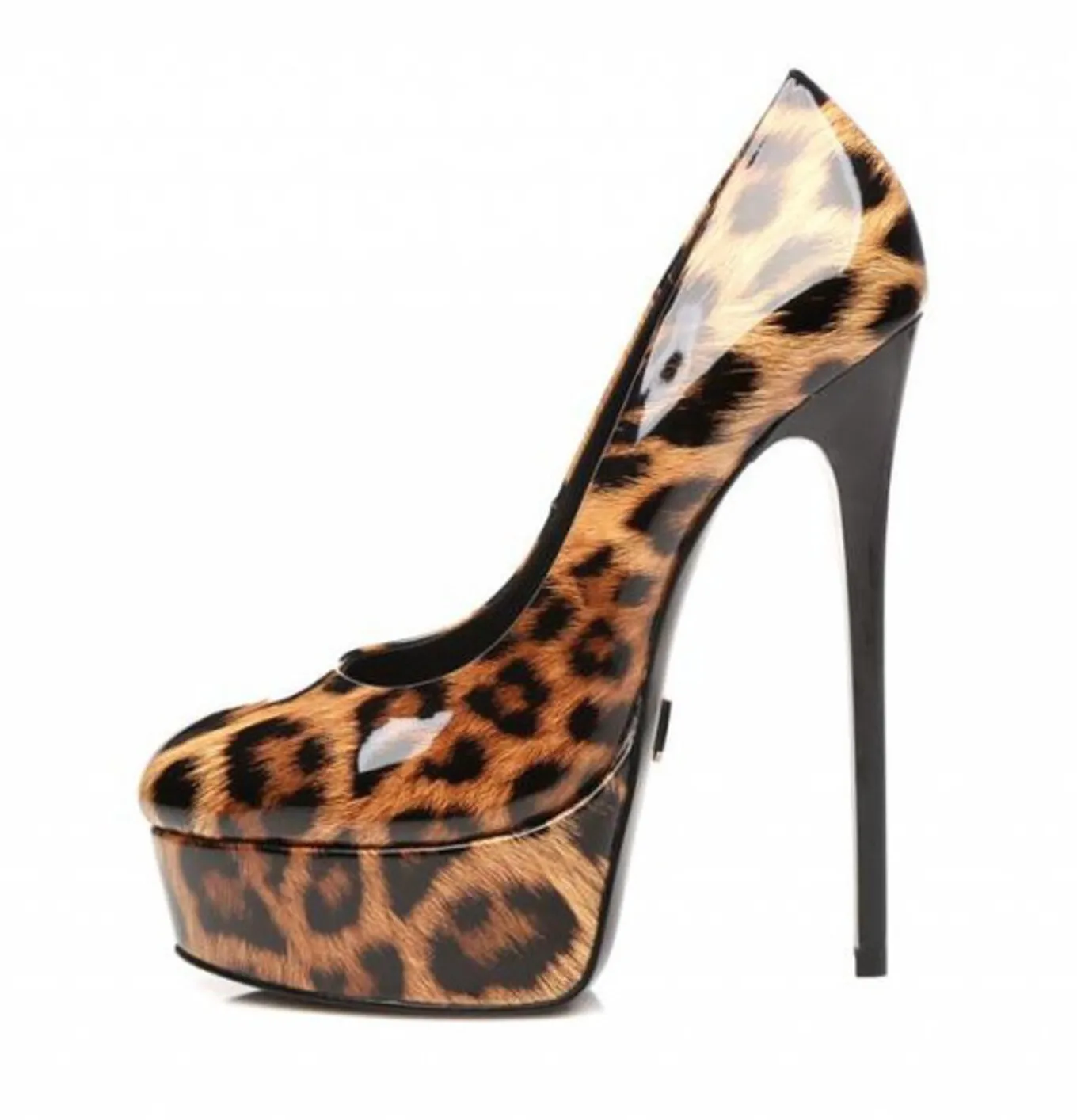 Leopard Giaro "Galana" shiny platforms pumps