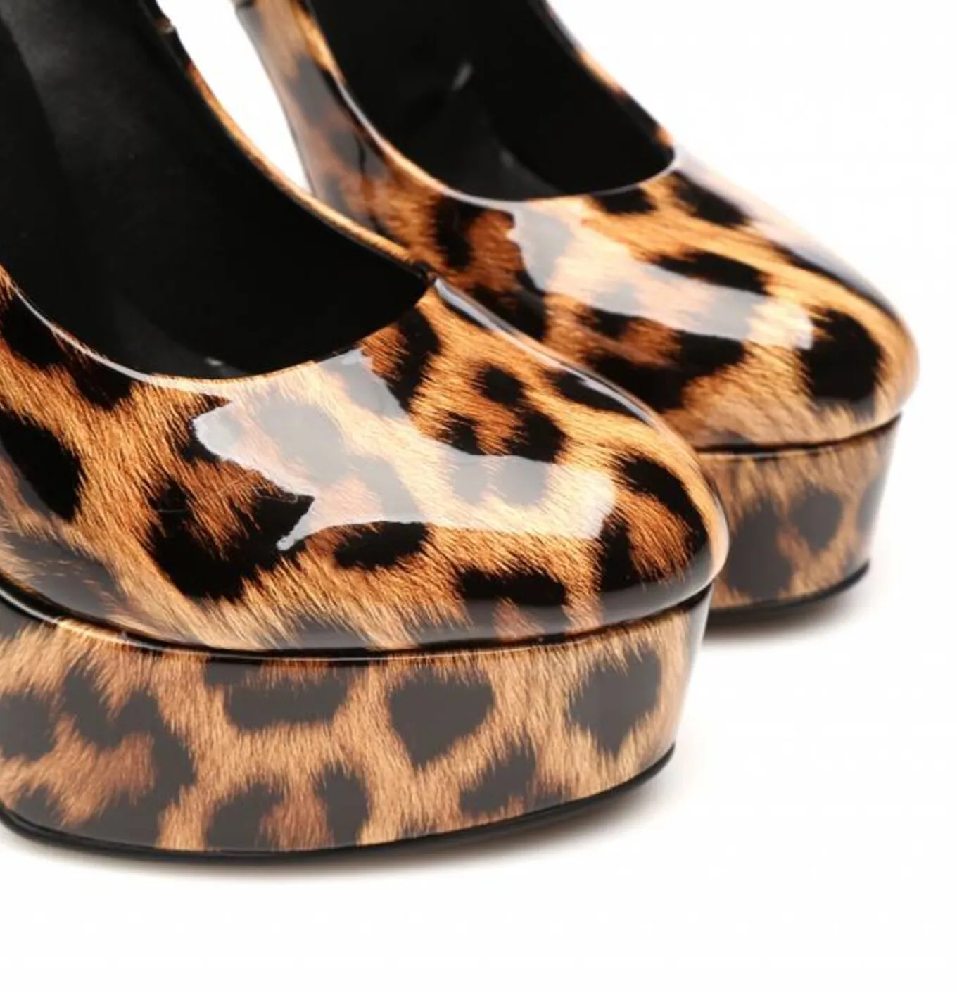 Leopard Giaro "Galana" shiny platforms pumps