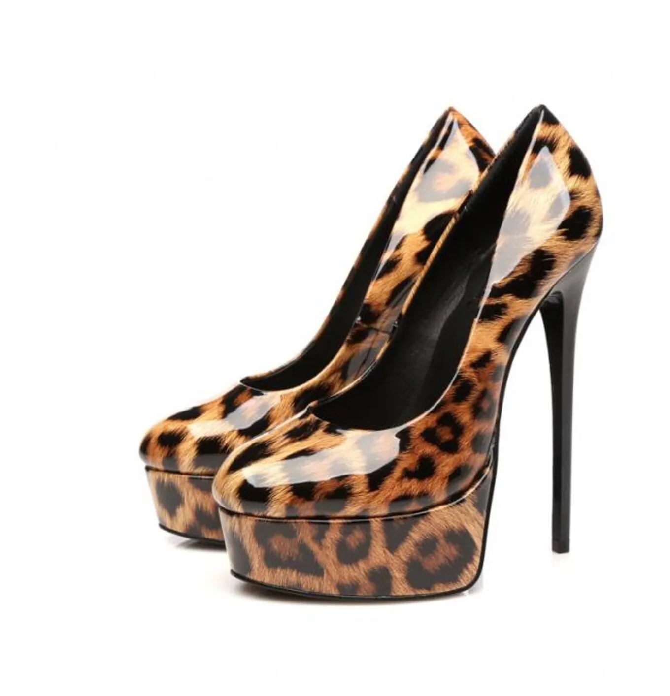 Leopard Giaro "Galana" shiny platforms pumps