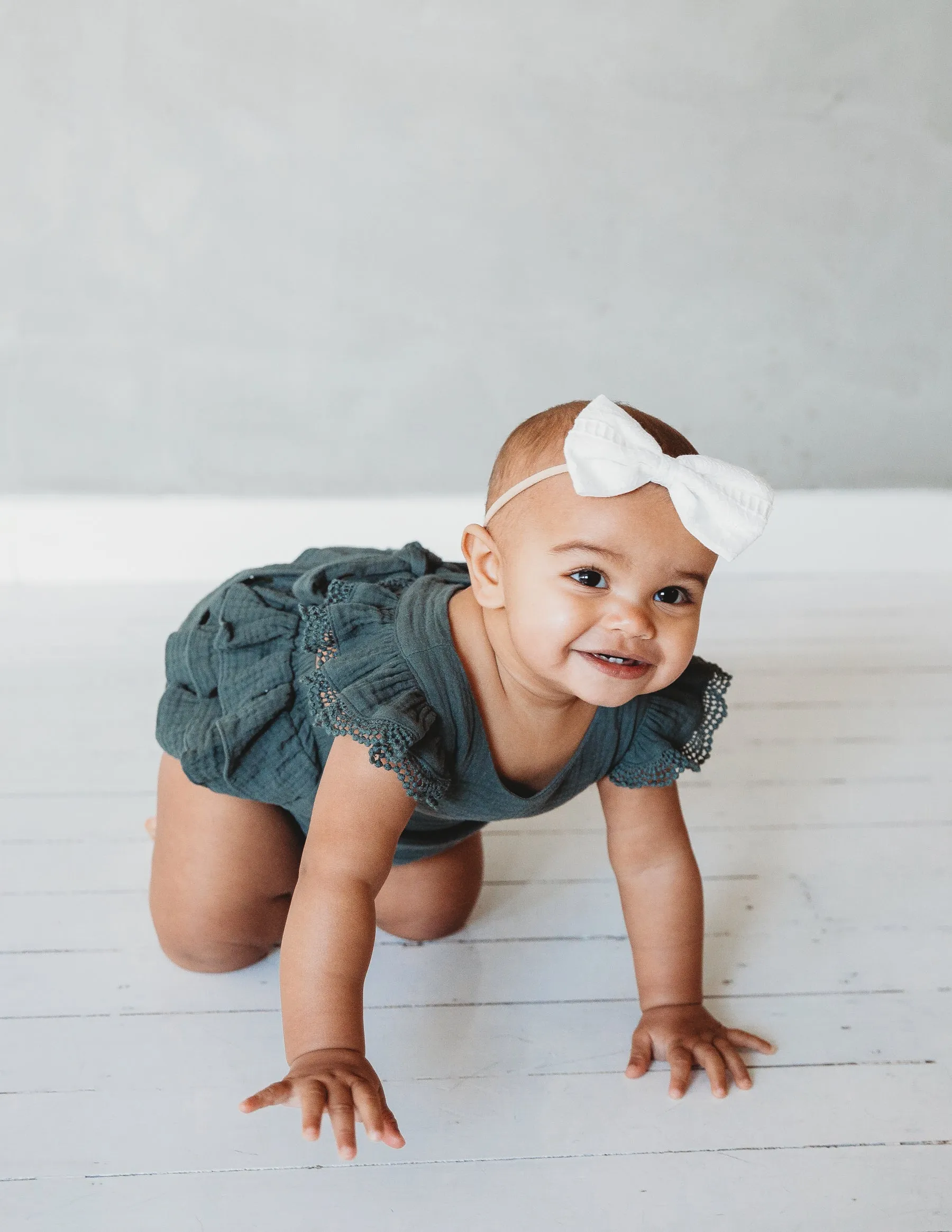 Liliana Baby Girl Muslin Playsuit in Dusty Pine