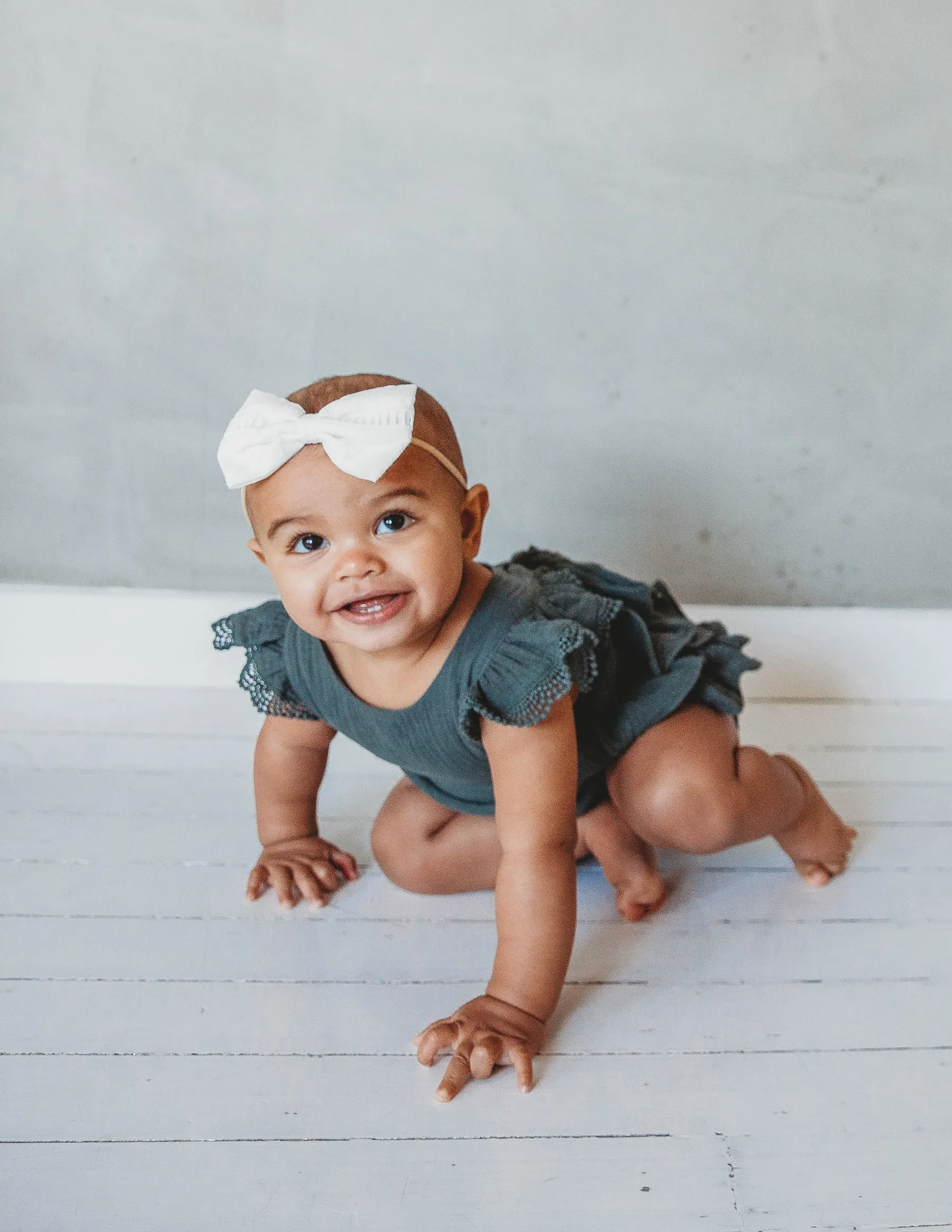 Liliana Baby Girl Muslin Playsuit in Dusty Pine