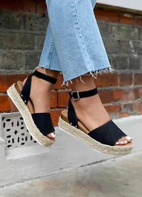 Black Espadrille Wedges in Linzi Luna | Kaleidoscope