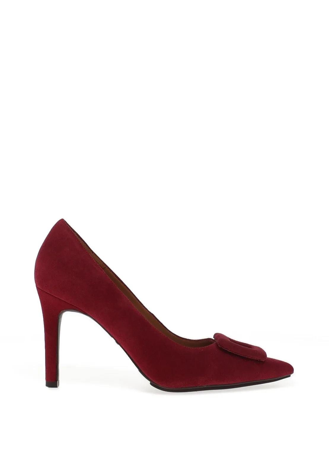 Lodi Roti Suede Faux Buckle Heels, Wine