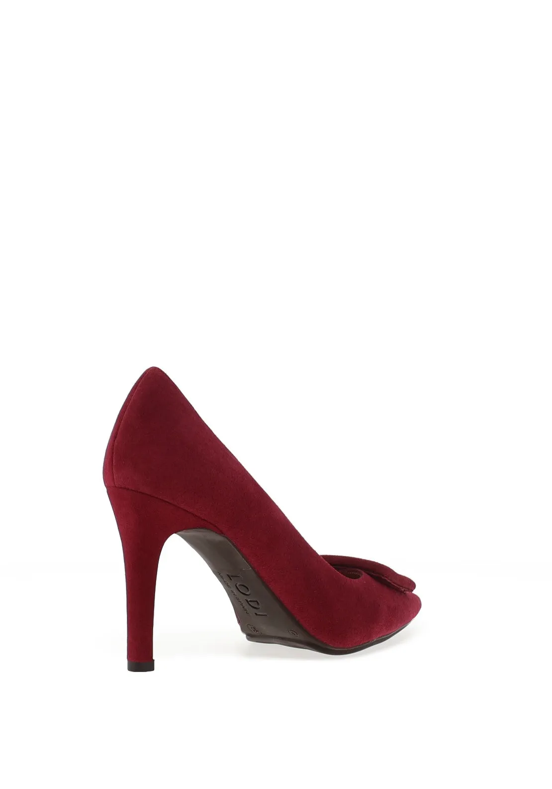 Lodi Roti Suede Faux Buckle Heels, Wine