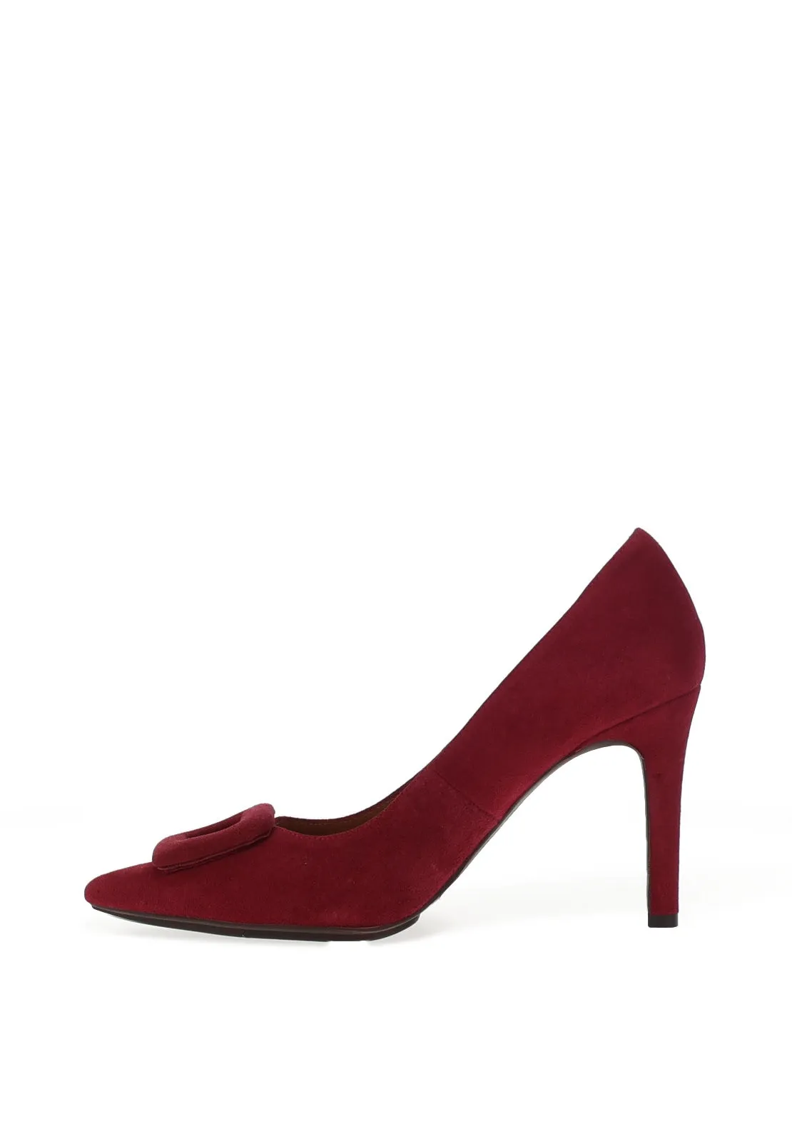 Lodi Roti Suede Faux Buckle Heels, Wine