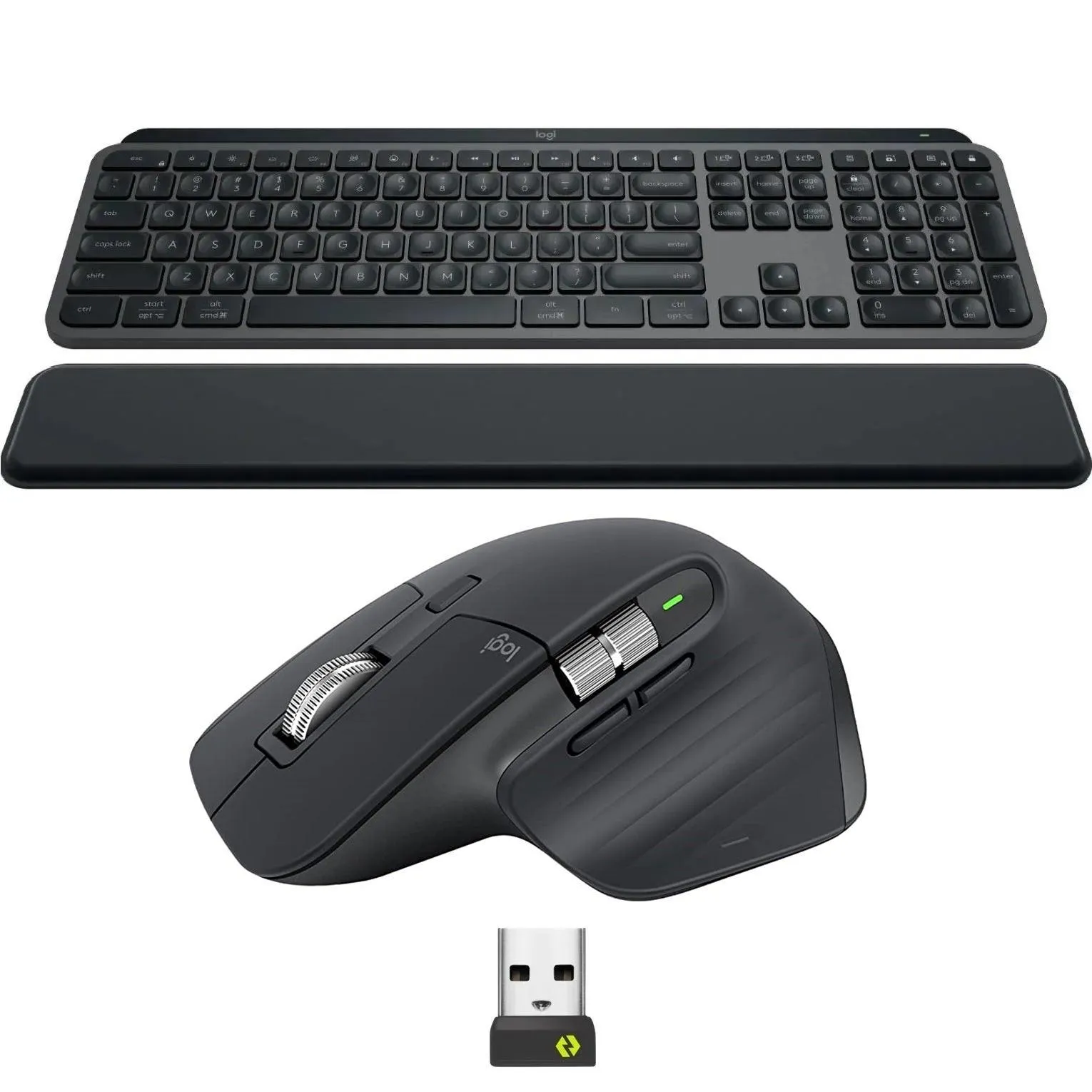 Logitech MX Keys S Bluetooth Combo Master 3S + Mouse + Keyboard + Palm Rest Graphite Set