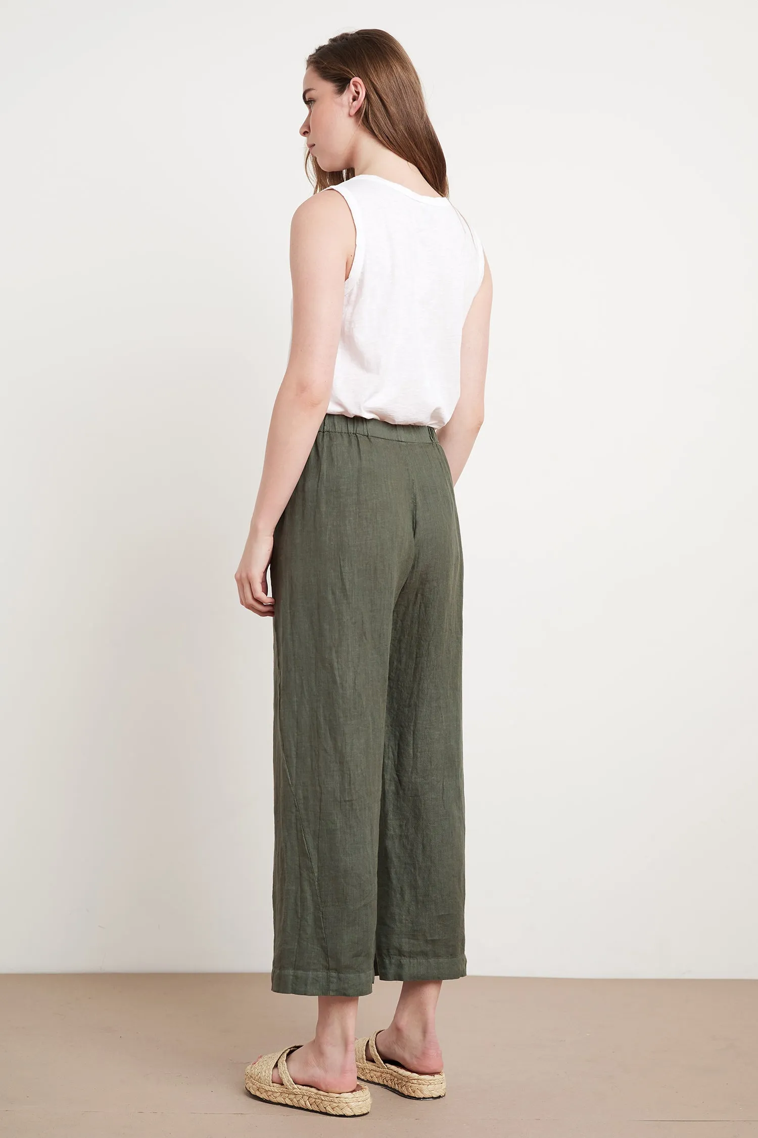 LOLA WOVEN LINEN TROUSERS IN ELM