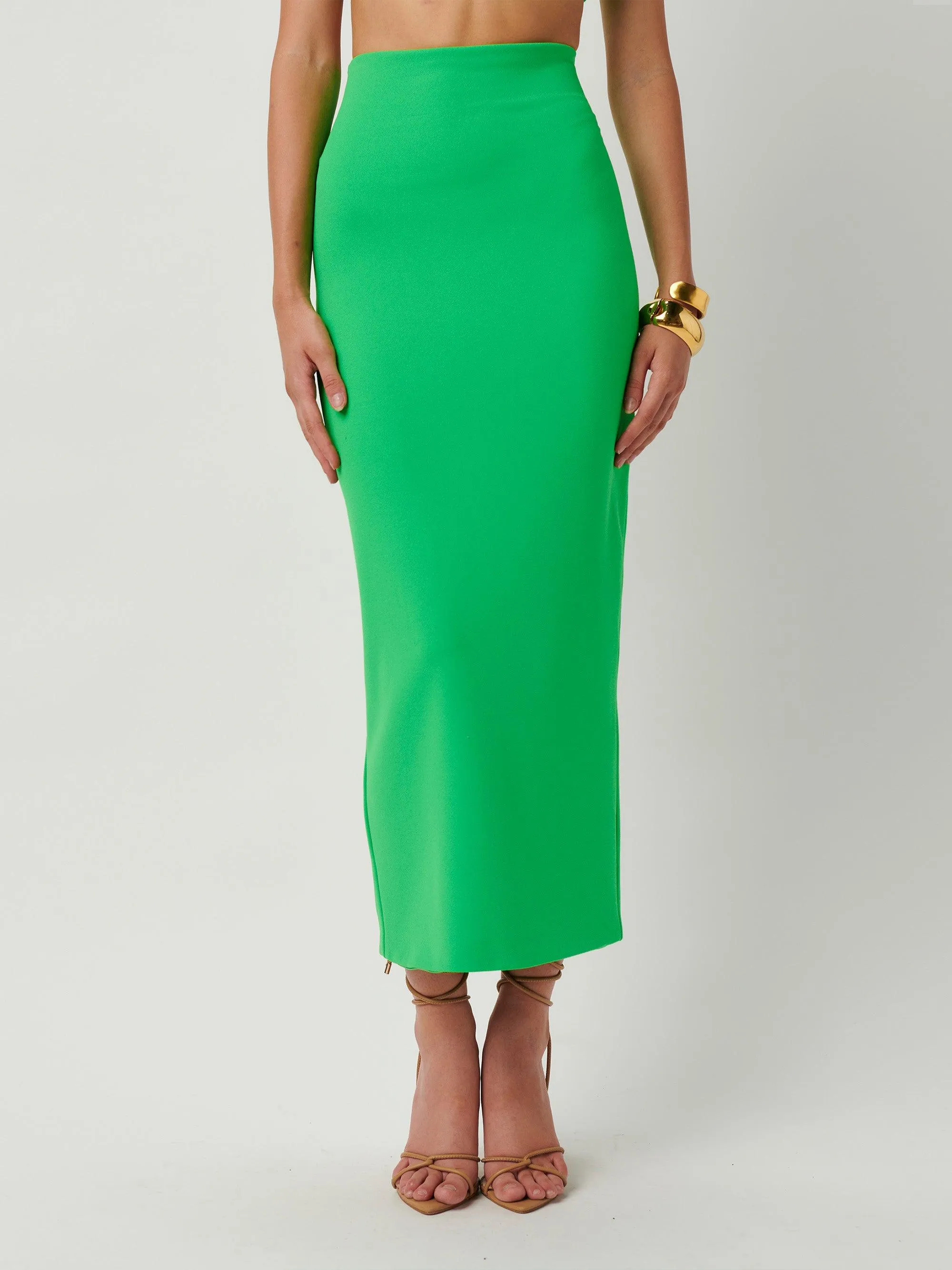 Lush Green Catia Midi Skirt