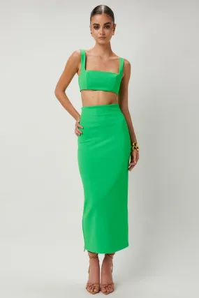 Lush Green Catia Midi Skirt