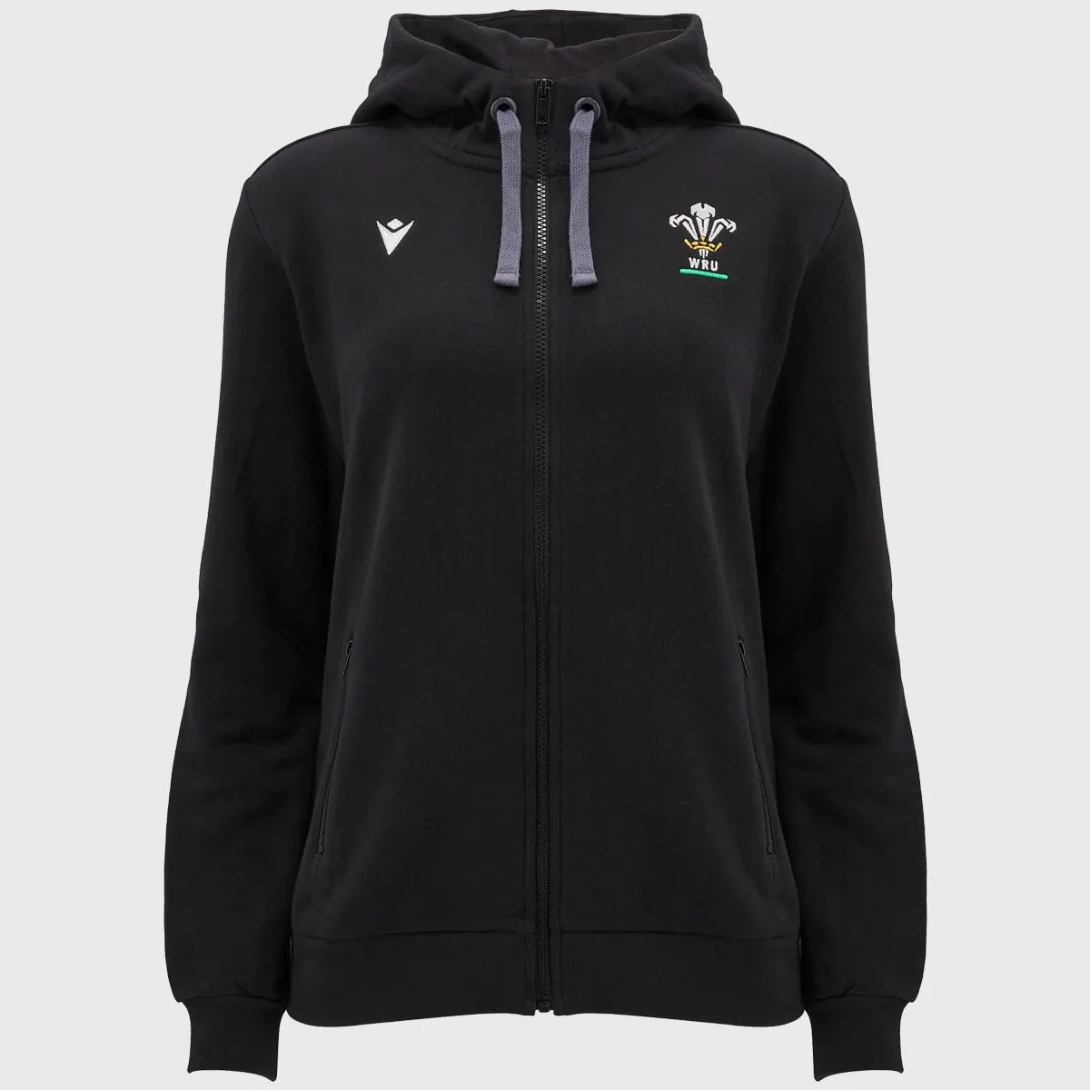 Macron Wales Rugby Women's Full Zip Hoody Black