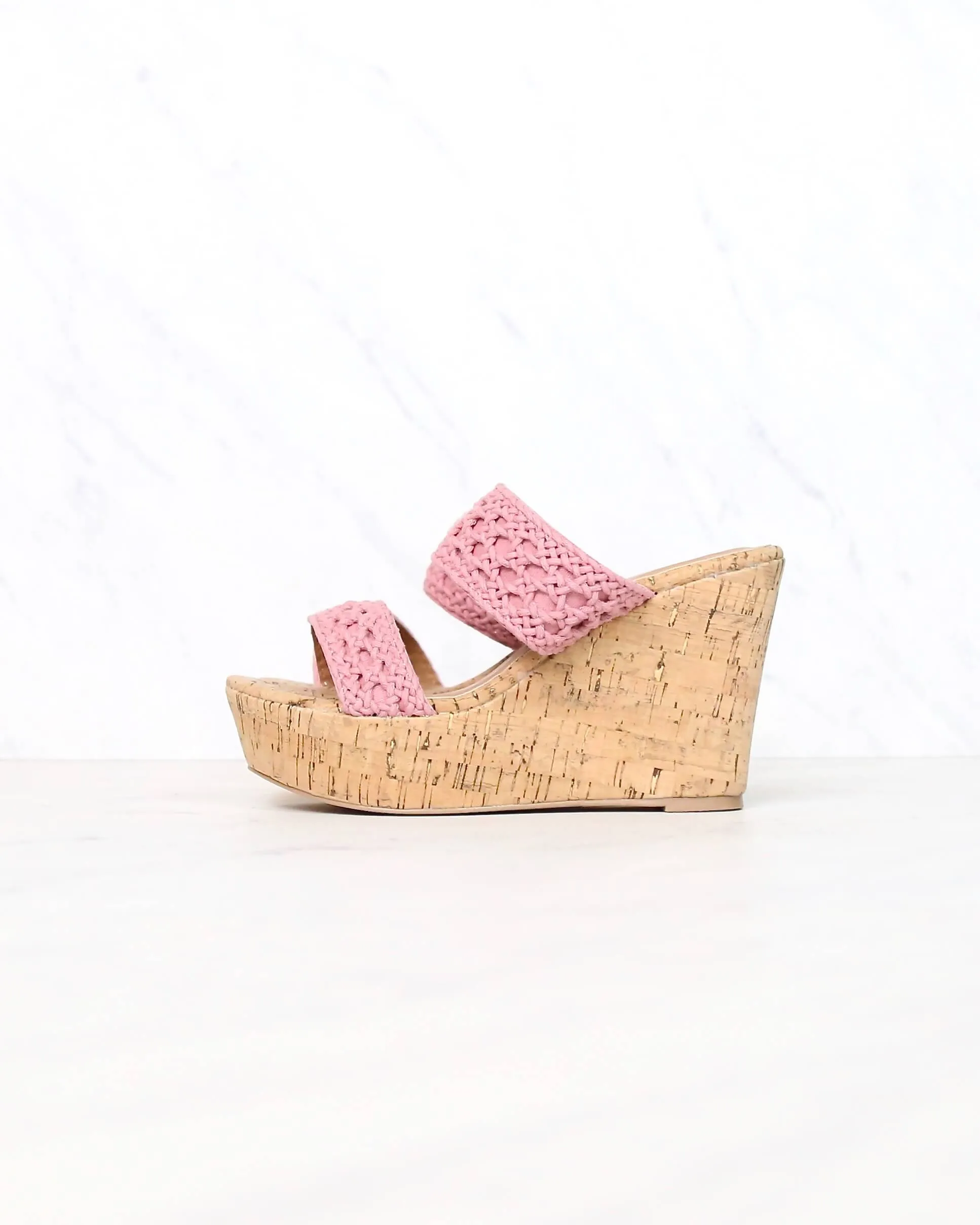 Mademoiselle Crochet Platform Wedges in Ash Rose