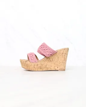 Mademoiselle Crochet Platform Wedges in Ash Rose