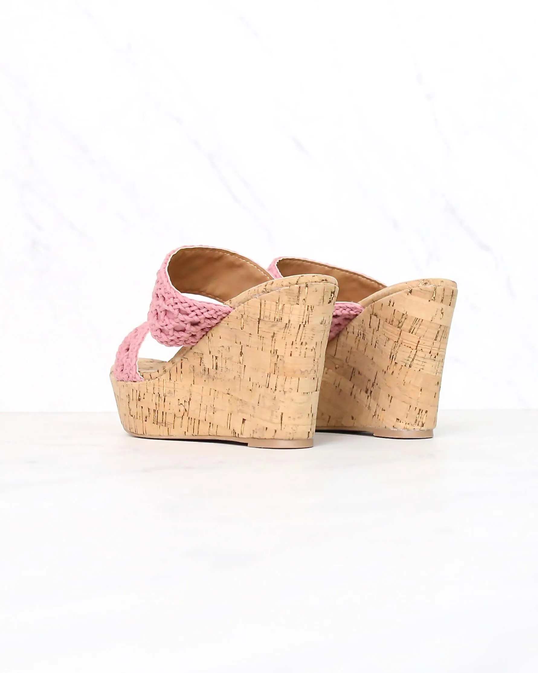 Mademoiselle Crochet Platform Wedges in Ash Rose