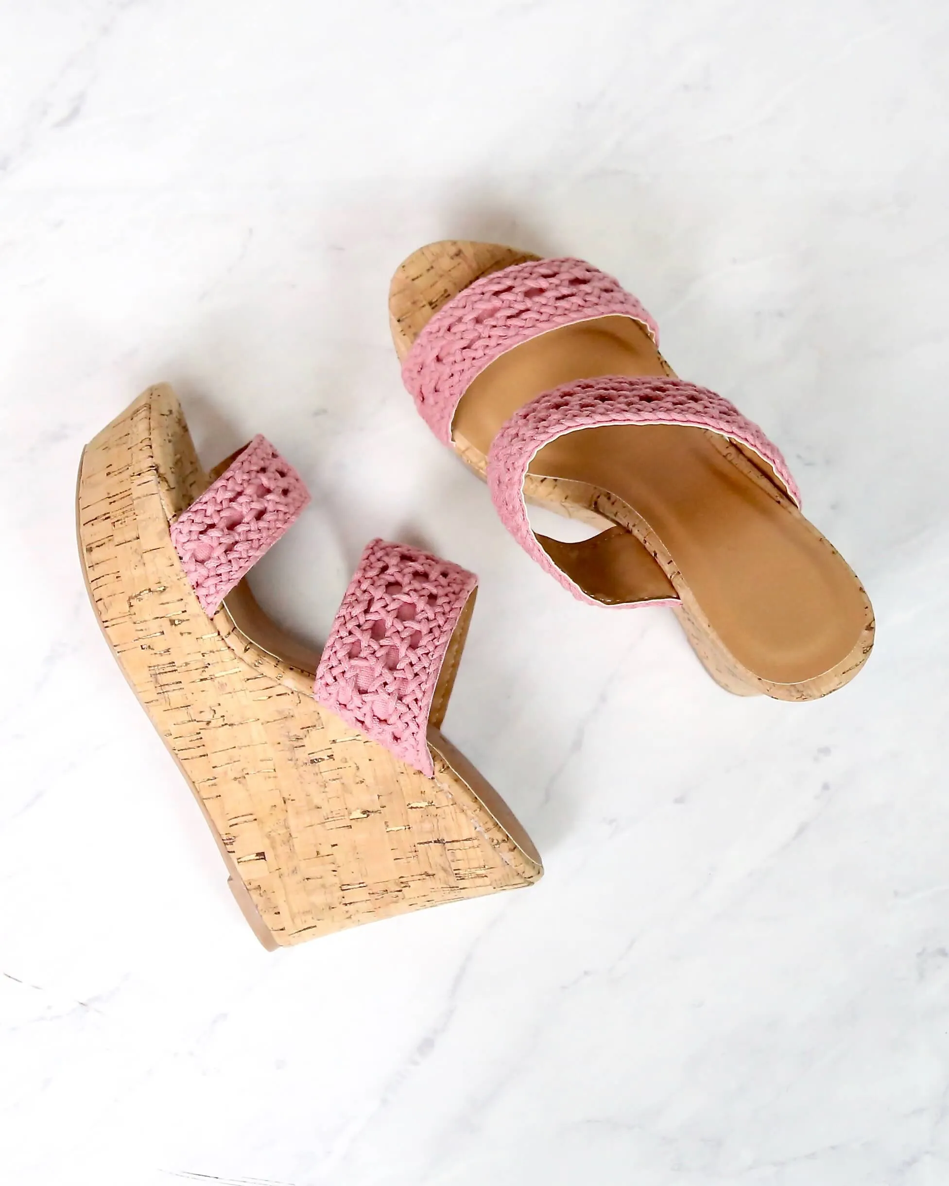 Mademoiselle Crochet Platform Wedges in Ash Rose