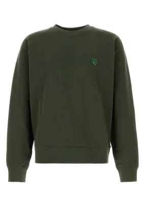 Maison Kitsune Olive Green Cotton Sweatshirt