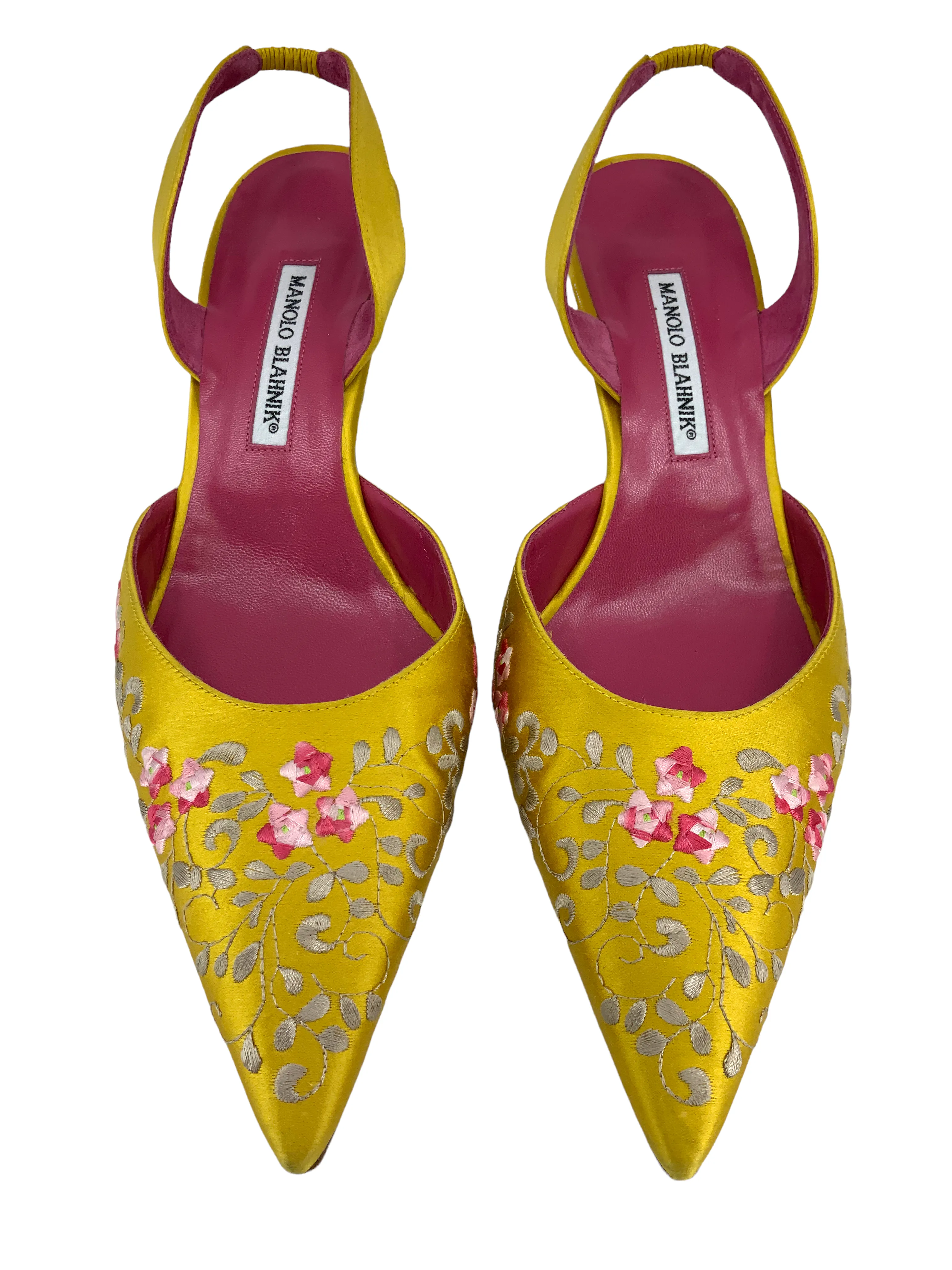 Exquisite Embroidered Carolyne Slingback Pumps by Manolo Blahnik in Size 11