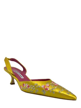 Exquisite Embroidered Carolyne Slingback Pumps by Manolo Blahnik in Size 11