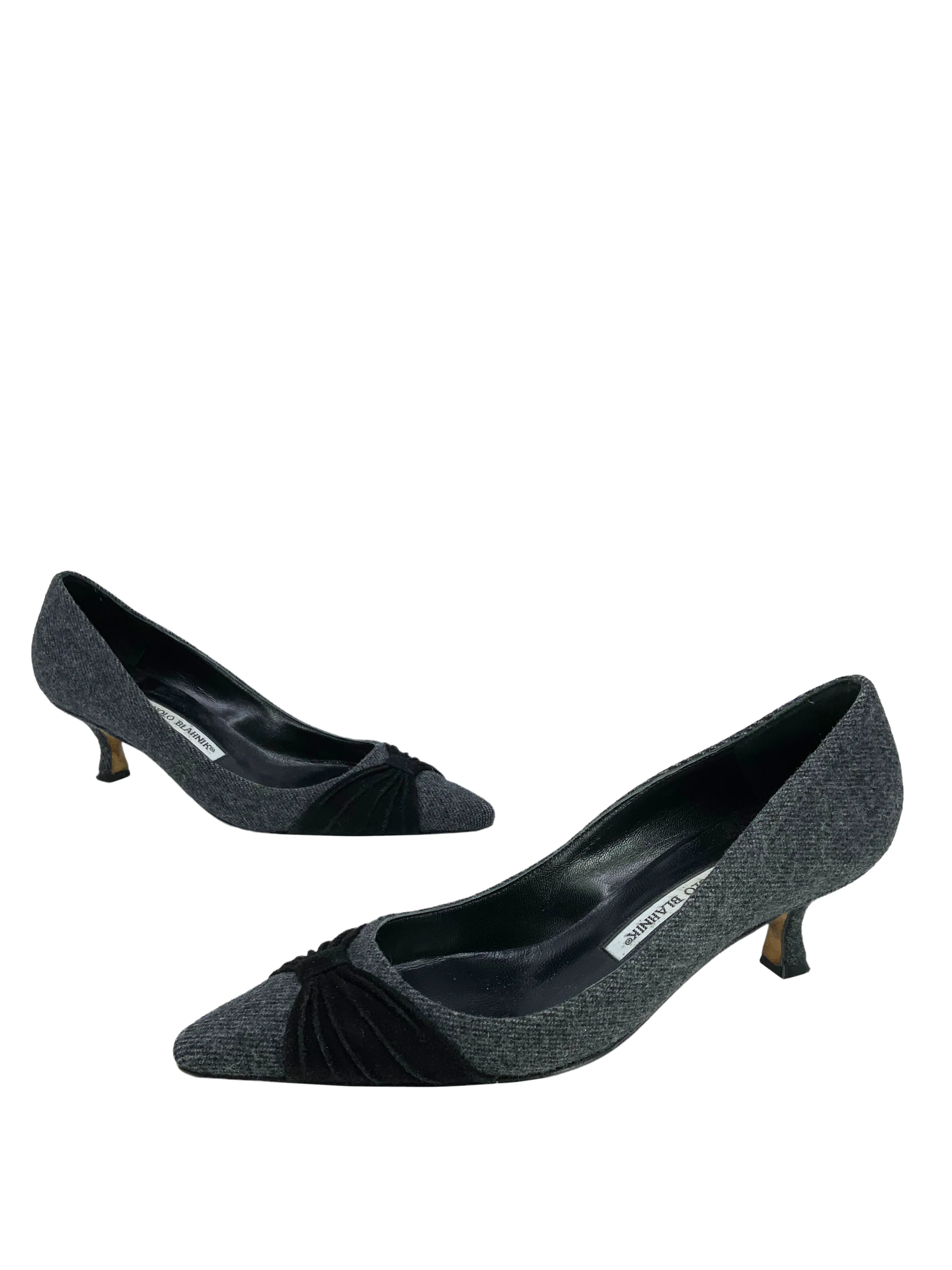 Elegant Fabric Suede Vamp Pumps by Manolo Blahnik in Size 7.5