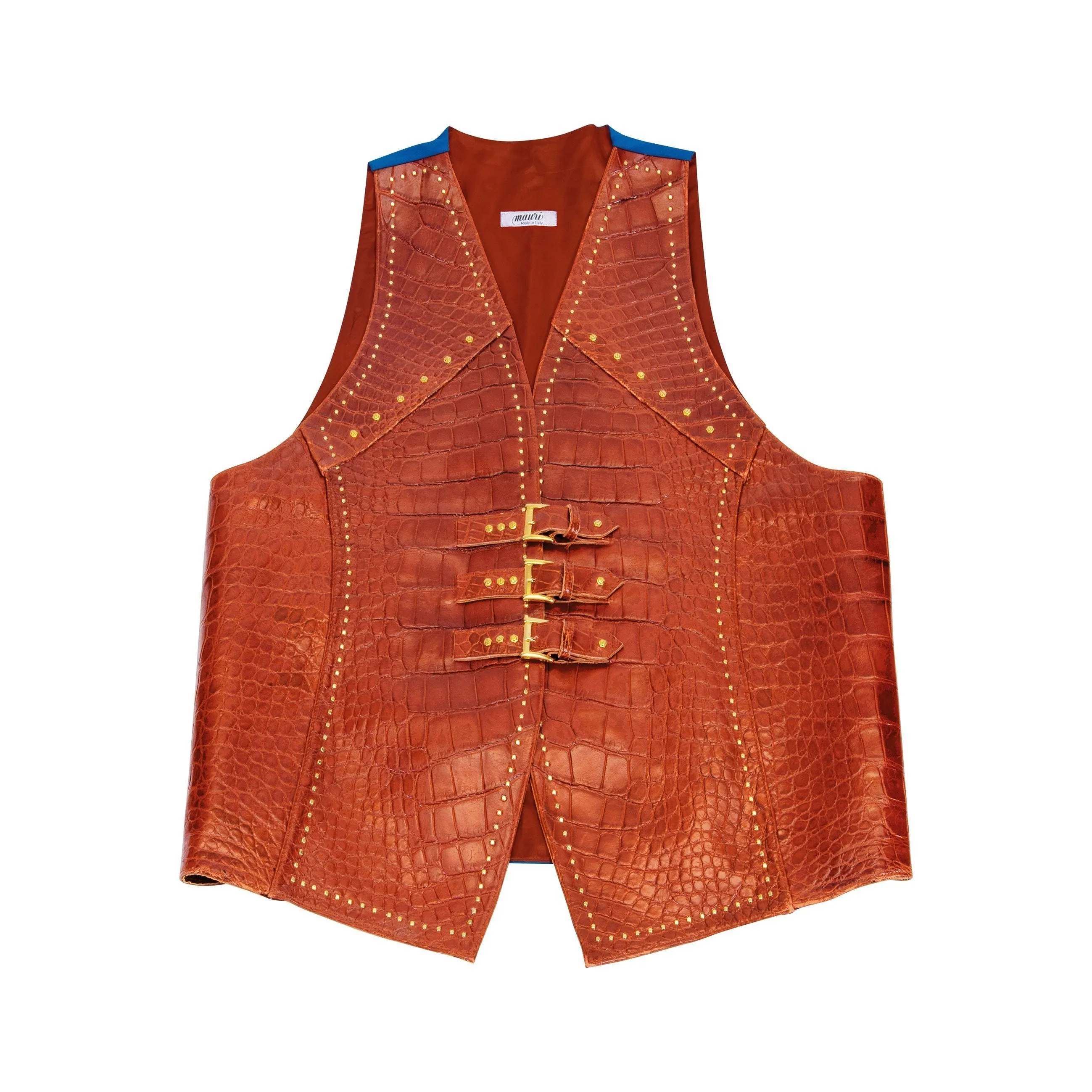 Mauri V72 Men's Accessories Gold Exotic Alligator Vest (MAJ1000) (Speical Order)