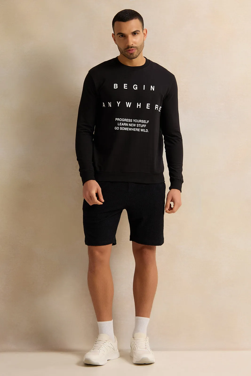 Men Black Printed Sweatshirt