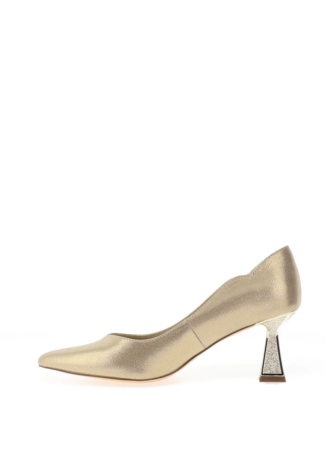 Menbur Shimmer Effect Pointed Toe Heels, Gold