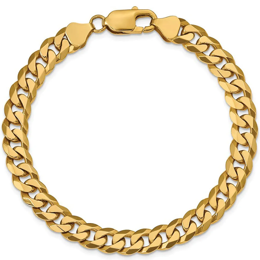 Men's 10k Yellow Gold 11mm Hollow Miami Cuban (Curb) Chain Bracelet