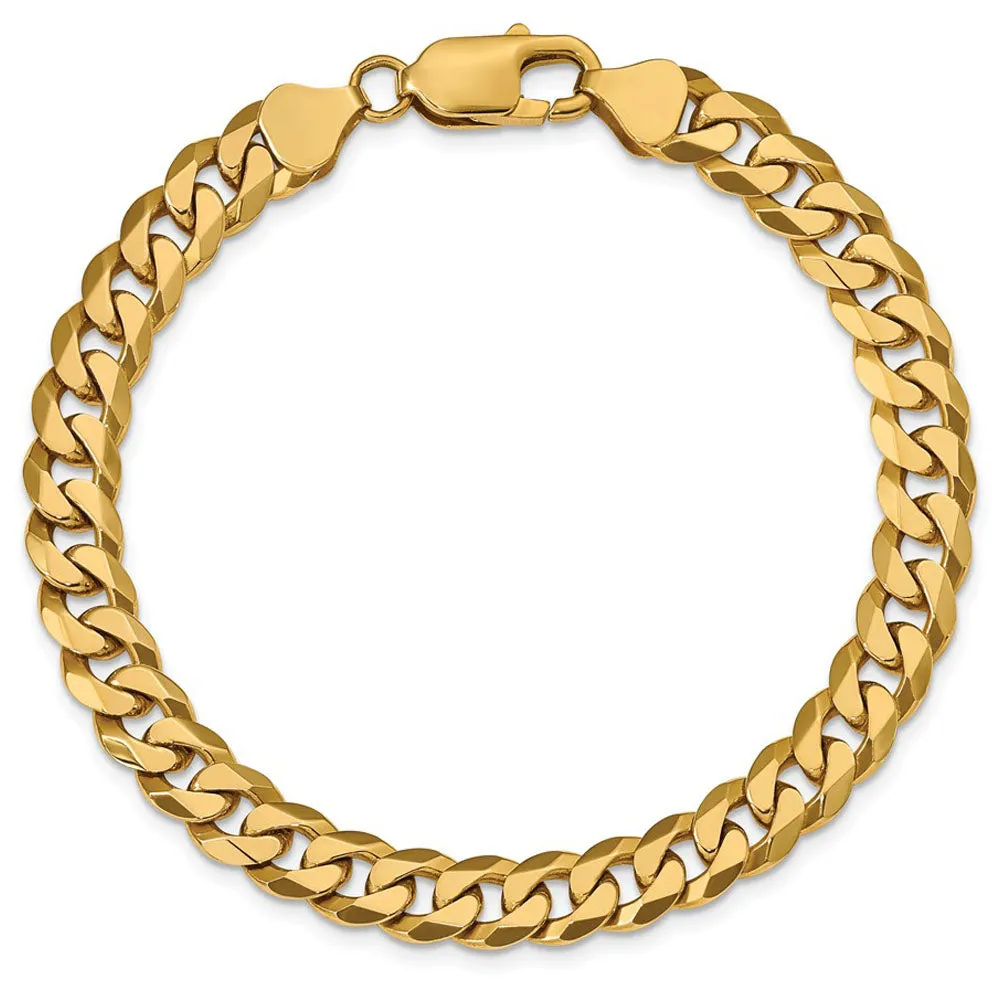 Men's 10k Yellow Gold 9.3mm Hollow Miami Cuban (Curb) Chain Bracelet